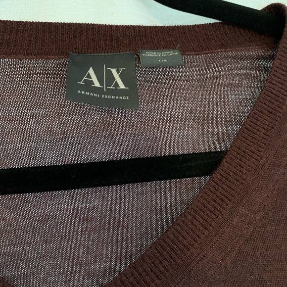 Armani Exchance Burgandy V-Neck - Picture 3 of 8